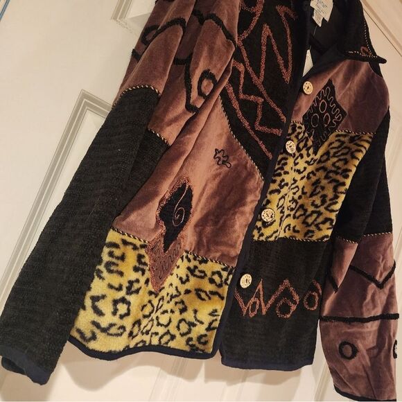 NWT Earth Sea & Sky vintage soft brown and black jacket 100% cotton - Picture 5 of 6